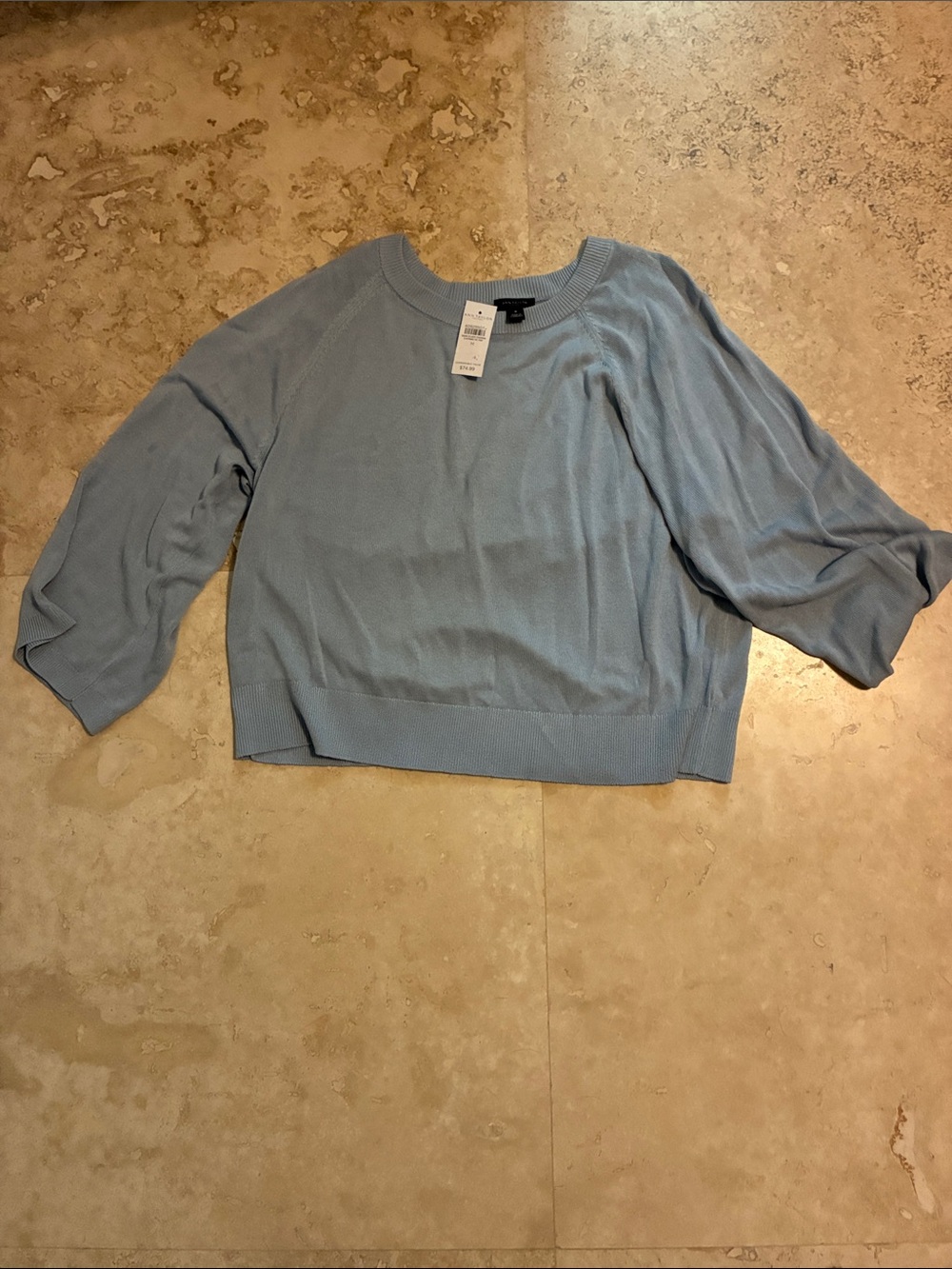 Ann Taylor Powder Blue Scoop Neck Knit Sweater
